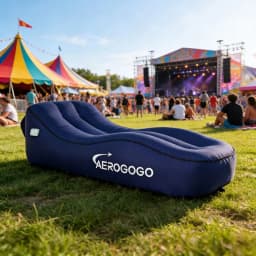 One Click Self Inflating Lazy Sofa Portable Inflatable Sofa Lounge Chair, Beach Camping Leisure Wave Sofa Chair, Rechargeable