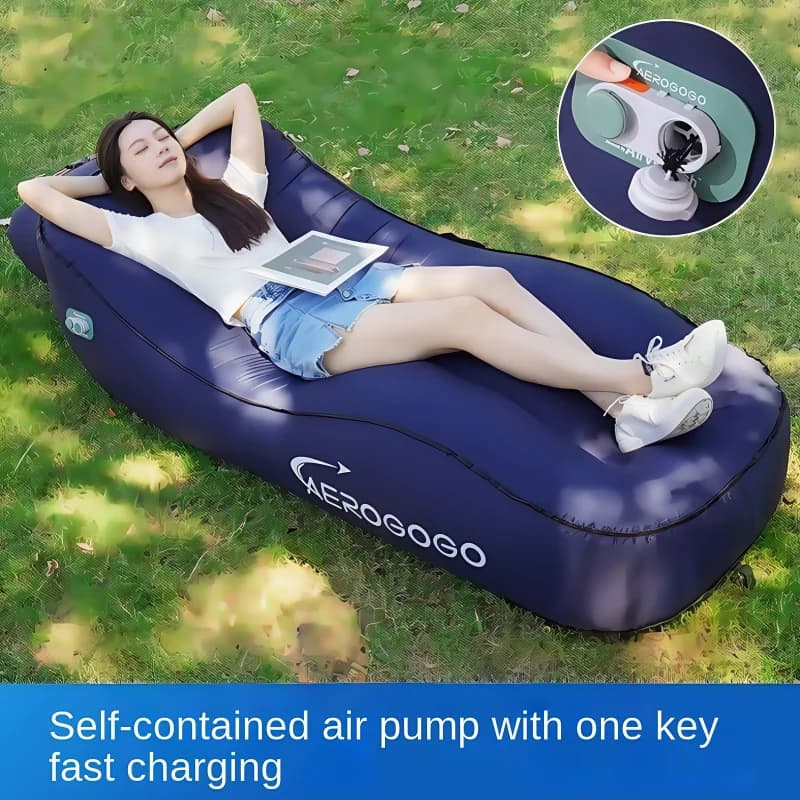 One Click Self Inflating Lazy Sofa Portable Inflatable Sofa Lounge Chair, Beach Camping Leisure Wave Sofa Chair, Rechargeable