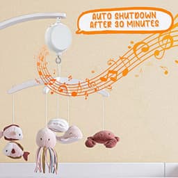 Crib Mobile Motor Baby Music Box Spinner with 3 Modes Volume Adjustable 12 Lullabies Auto-Off After 30 Minutes