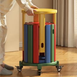 Solid Wood Stool Household Stackable New Living Room Dopamine Creative Round Stool Stacking Stool Colorful Storage Spare Stool