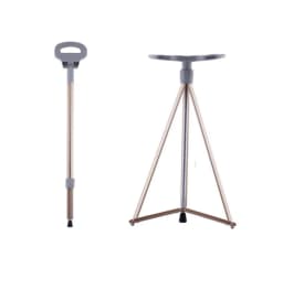 Folding Stool Cane for Seniors Outdoor Converts Walking Stick to Seat 150kg Aluminum Alloy Lightweight Portable Park Queue Trave