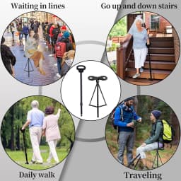 Folding Stool Cane for Seniors Outdoor Converts Walking Stick to Seat 150kg Aluminum Alloy Lightweight Portable Park Queue Trave