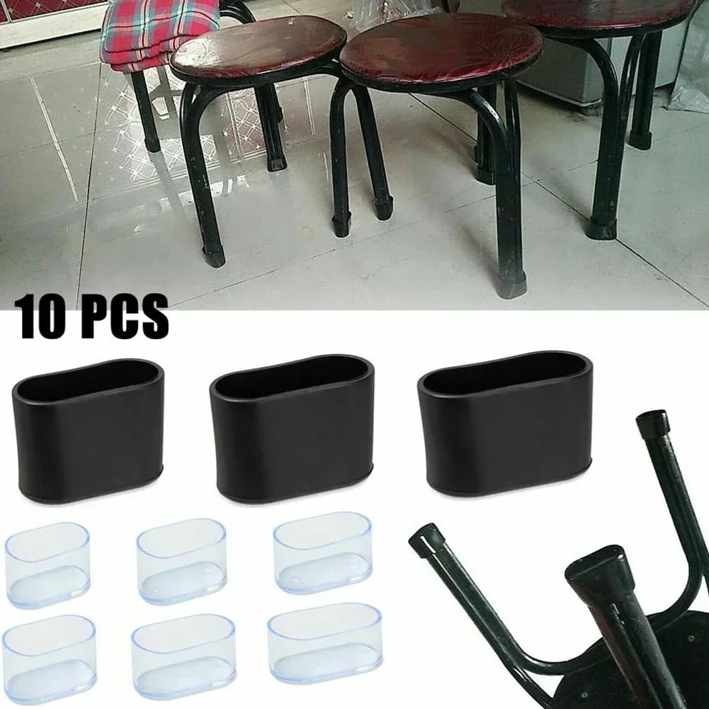 10Pcs Rubber Chair Leg Cap Oval Covers Furniture Table Feet Floor Protectors For Outdoor Patio Garden Office Home Furniture