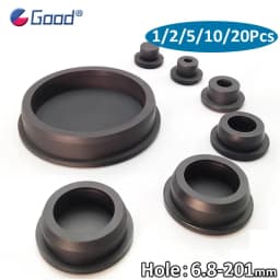 Black Silicone Rubber Plug With Hole Caps Pipe Tube Inserts Stopper Dustproof Bungs 6.8mm~68.6mm