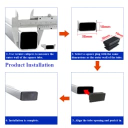 Black Plastic Blanking End Caps Rectangular Pipe Tube Cap Insert Plugs Bung Furniture Tables Chairs Foot Pads Protectors
