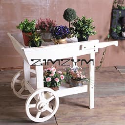 Solid Wood Flower Stand Storage Racks Float Flower Rack Flower Shop Decoration Display Rack Multi-Functional Retro Cart