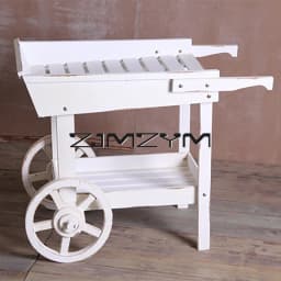 Solid Wood Flower Stand Storage Racks Float Flower Rack Flower Shop Decoration Display Rack Multi-Functional Retro Cart