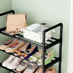 Simple Shoe Rack Metal Shoe Shelf Footwear Shoe Rack Living Room Space Saving Shoes Organizer Stand Holder Black Shoe Shelf