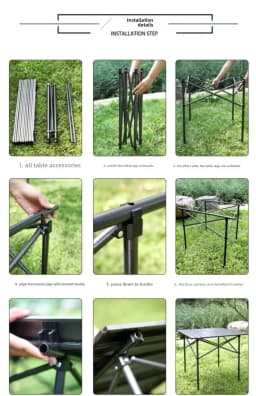 Outdoor Folding Tables and Chairs, Portable Carbon Steel Chairs for Wild Camping, Picnics and Outings
