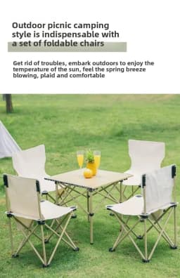 Outdoor Folding Tables and Chairs, Portable Carbon Steel Chairs for Wild Camping, Picnics and Outings