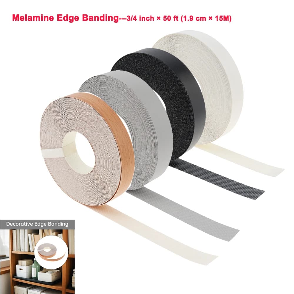 3/4 inch ×50 ft (1.9 cm × 15M)  Pre-glued Veneer Edging  Hot Melt Adhesive Melamine Edge Banding for Plywood Table / Cabinet
