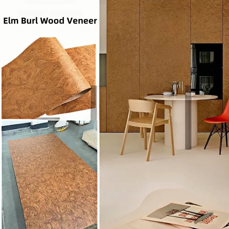 Technology Elm Burl Wood Veneer L:2.5MetersX58CM T:0.3/0.5mm for Luxury Furniture&Accent Walls Speaker Cabinet Decorative Panels