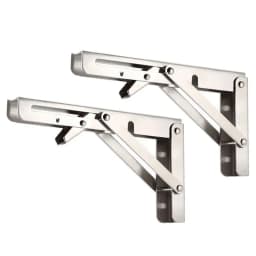 2PCS Heavy Duty Triangle Folding Angle Shelf Bracket Stainless Steel Collapsible Shelf Bracket for Table Work Bench Wall Mounted