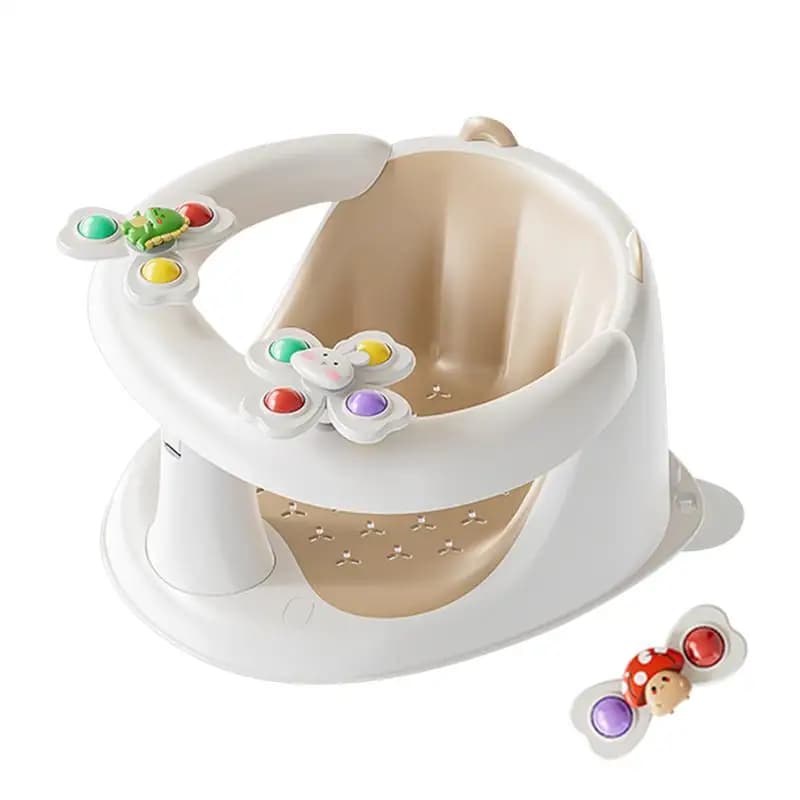 Bath Seat For Baby Sit Up Toddler Bathing Chair Non-Slip Baby Bath Seat For 1-3 Years Old With Spin Toys For Play And Relaxation
