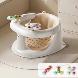 Bath Seat For Baby Sit Up Toddler Bathing Chair Non-Slip Baby Bath Seat For 1-3 Years Old With Spin Toys For Play And Relaxation