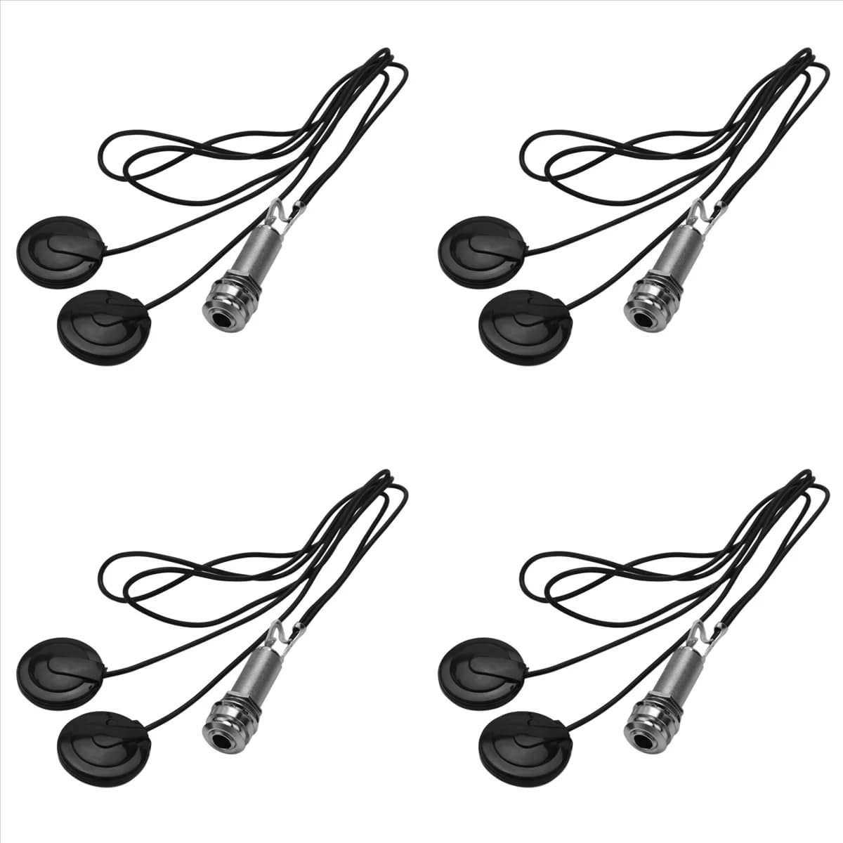 BAAU 4pcs 21-INCHES Wire Length 1/4 Inch Output Jack 2 in 1 Piezo Pickup Disc Transducer for Guitar Violin (with Cover)