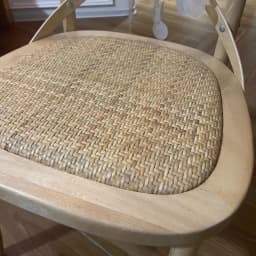 Scandinavian Farmhouse Style Rattan Dining Chair Wooden Seat Crossbar Design Comfortable Modern Cottage Aesthetic