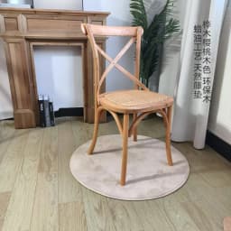 Scandinavian Farmhouse Style Rattan Dining Chair Wooden Seat Crossbar Design Comfortable Modern Cottage Aesthetic