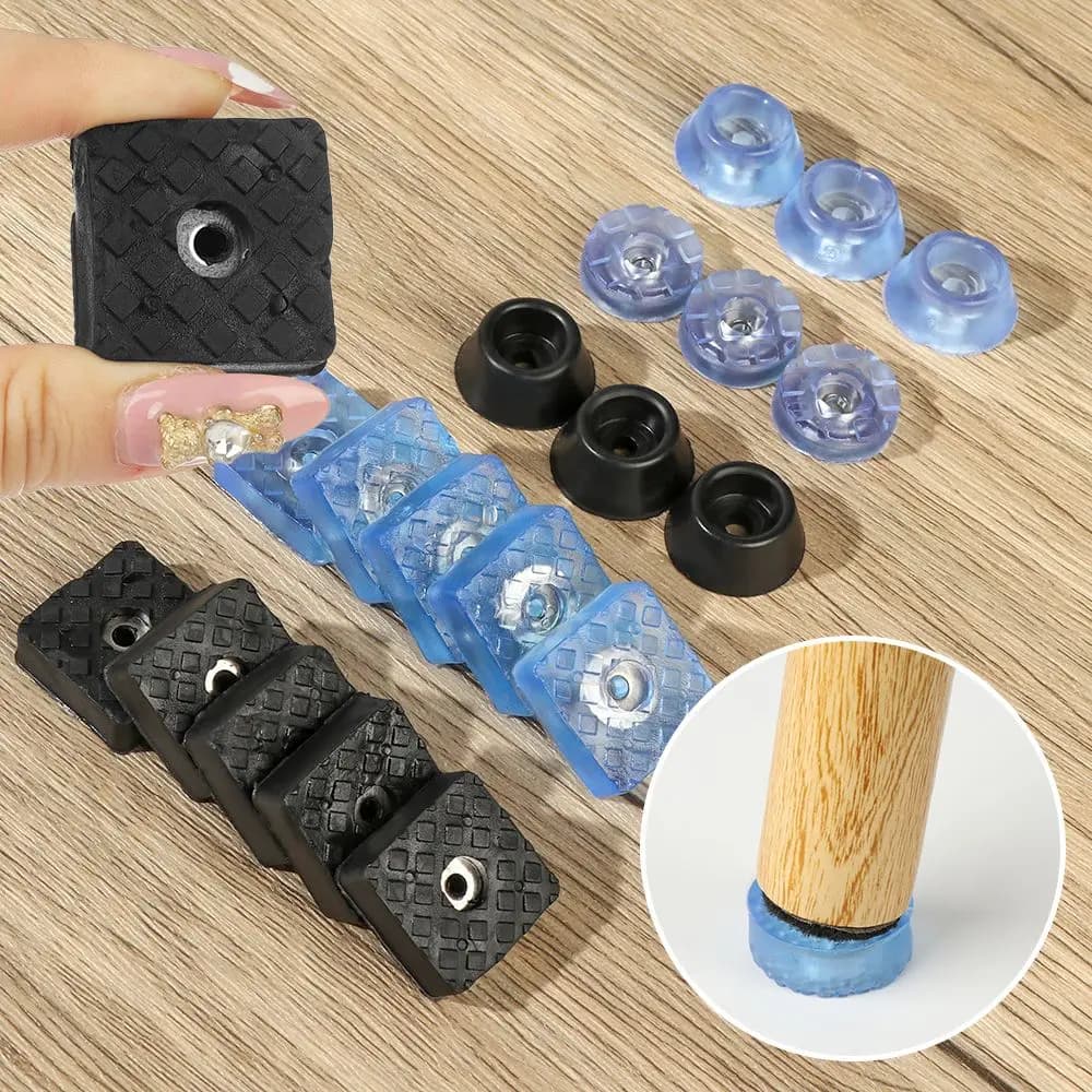 10pcs Clear Soft Furniture Chair Table Feet Leg Non-noise Screw on Pad Bottom Non-slip Anti-skid Glides Wooden Floor Protector