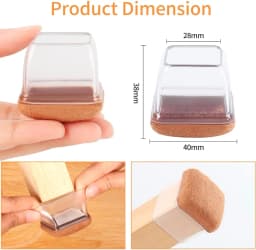 8PCS Thick Rubber Chair Leg Protector Covers Felt Bottom Furniture Pads Floor Protectors Caps to Reduce Noise And Prevent Scratc