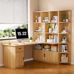 Computer Desk Bookshelf Integrated Shelves Drawers Large Laptop Home Bedroom Student Study Writing Desk Simple Office Table