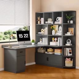 Computer Desk Bookshelf Integrated Shelves Drawers Large Laptop Home Bedroom Student Study Writing Desk Simple Office Table