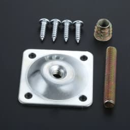 Square Furniture Leg Mounted Plate Iron Table Foot Attachment with M8 Female Adapter & Hanger Bolt & Screws Sofa Chair Repairing