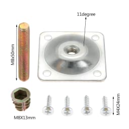 Square Furniture Leg Mounted Plate Iron Table Foot Attachment with M8 Female Adapter & Hanger Bolt & Screws Sofa Chair Repairing