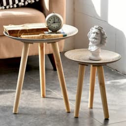 Round Nordic Wood Coffee Table Storage Tea Fruit Service Plate Tray Bed Sofa Side Table Home Table Living Room Minimalist