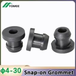 Black Silicone Rubber Snap-on Grommet Hollow Hole Plug Coil Ring Cable Wiring Protect Bushings