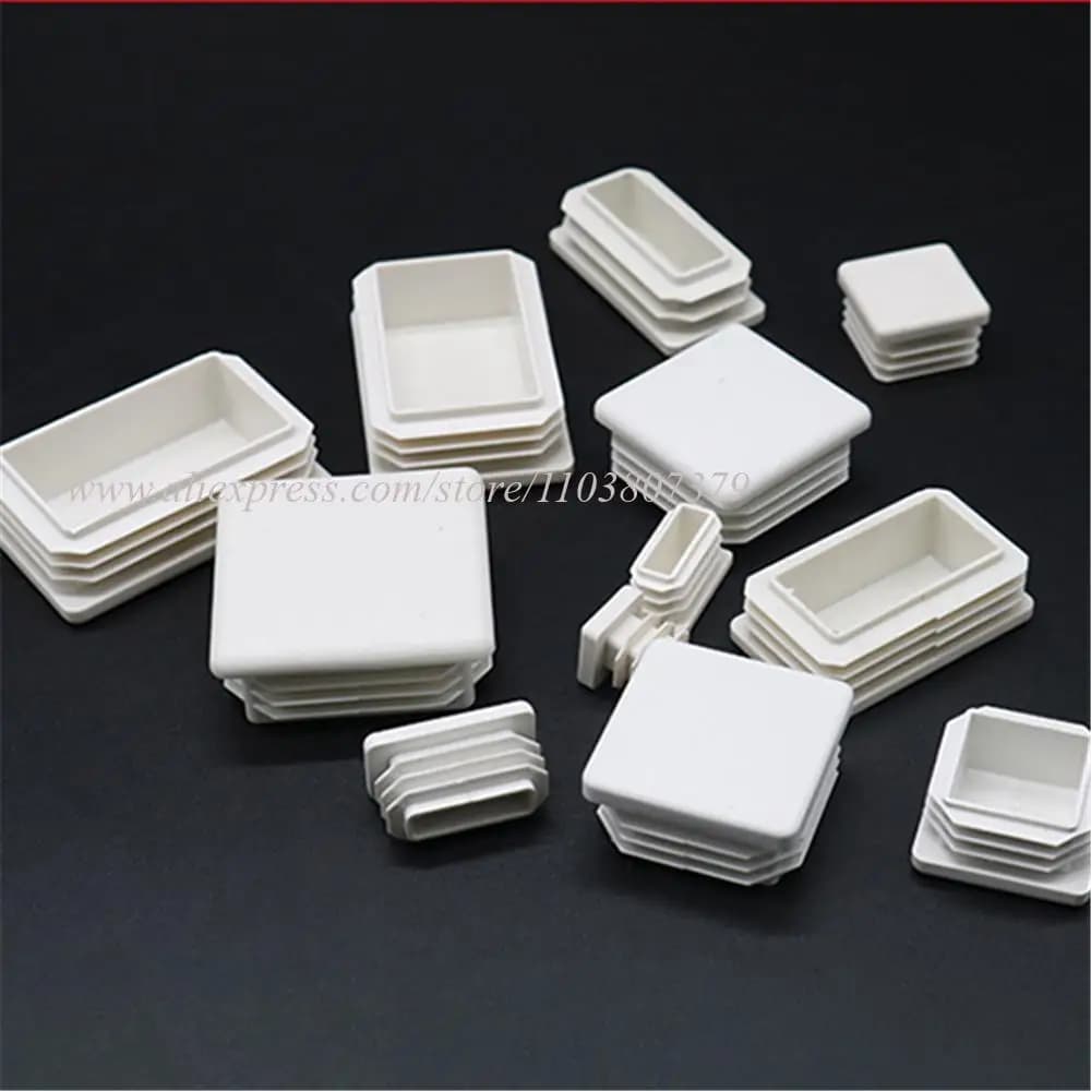 White Plastic Rectangle/Square Blanking End Cap Pipe Inserts Plug Bung Steel Leg Stopfen 15x15 20x30 25x40 40x40 50x50 40x100mm