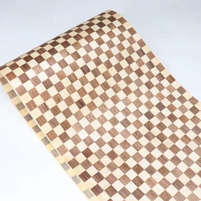 L:2.5Meters X400 x0.25mm Checkered Checkerboard Wood Veneer Crafts DIY Decoration Cabinets Furniture Veneer Sheet