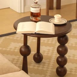 French Light Luxury Walnut Coffee Table Vintage Round Storage End Table Solid Wood Sofa Nightstand Living Room Bedside Accent