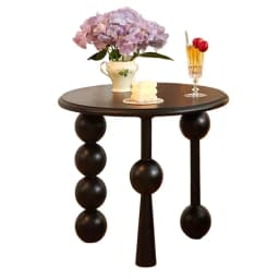 French Light Luxury Walnut Coffee Table Vintage Round Storage End Table Solid Wood Sofa Nightstand Living Room Bedside Accent