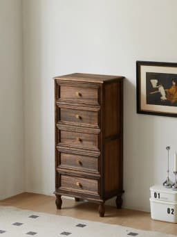 American Vintage Wooden 5-Drawer Dresser 45CM Side Storage Cabinet for Bedroom Multi-Functional Thickened Plywood Organizer