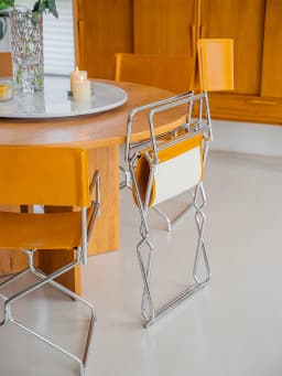 MOMO Oil Wax Fabric Minimalist Metal Dining Chair Small Household Foldable Dining Chair Home Reclining Chair