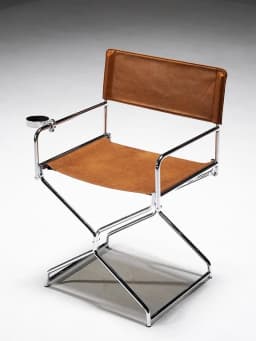 MOMO Oil Wax Fabric Minimalist Metal Dining Chair Small Household Foldable Dining Chair Home Reclining Chair
