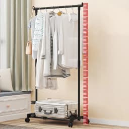 Double-Rod Clothes Rack Clothes Rack With Hooks Hanging Clothe Organizer For Bedroom Movable Bedroom Clothing Hanger With Wheels