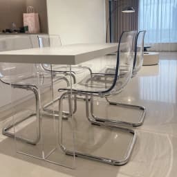 PC Dining Chair Transparent Nordic Armchair Retro Crystal Seat Modern Curved Backrest Stool for Kitchen or Café Use