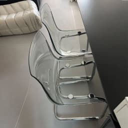 PC Dining Chair Transparent Nordic Armchair Retro Crystal Seat Modern Curved Backrest Stool for Kitchen or Café Use