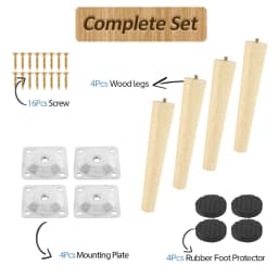 4Pcs Wooden Solid Furniture Legs Oblique/Straight Table Legs Non-slip Chair Sofa Feet Replacement Furniture Feet For Couch Bed