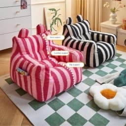 K-Star Dopamine Children's Sofa Plush Mini Lazy Small Sofa Cute Striped Cartoon Seat Bean Bag Baby Sofa Simple Modern Matte Home