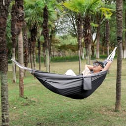 Portable Hanging Hammocks Single Person for Travel Beach Outdoor Camping Colorful High Strength Parachute Fabric Bed Storage Bag