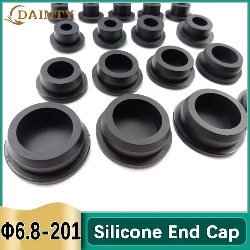 Black Silicone Rubber Hole Plug Blanking End Cap Pipe Inserts Bungs Seal Cover T Type Stopper Dustproof Plug Bore 6.8-66.3mm