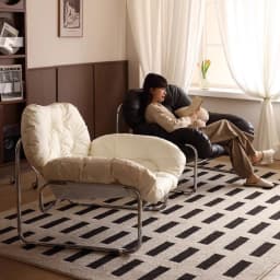Leather Single Sofa Chair Nordic Sofa Backrest Armchair Retro Light Luxury Living Room Furniture Individual Reclining Chair