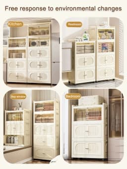 storage rack organizer Multilayer storage space Removable Divider Organize cleaning utensils Movable Kitchen Bedroom Cabinet