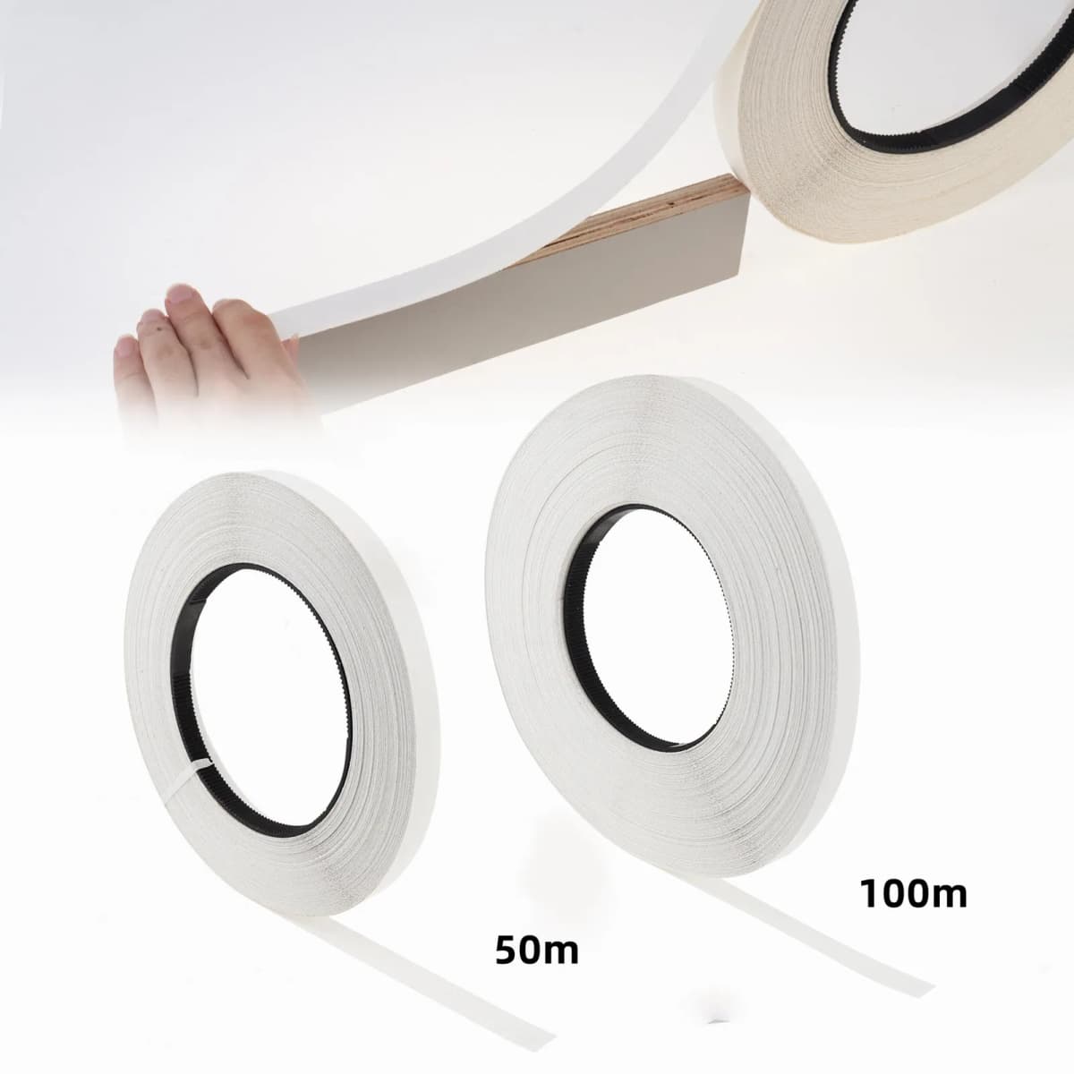 50M/100M Melamine Edge Banding 2CM Width Hot Melt Adhesive Furniture Tape Edge Banding Strip Pre-glued Veneer Edging Plywood