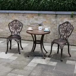 Outdoor Cast Aluminum Tables and Chairs Set Courtyard Garden Urniture Terrace Combination Leisure Metal Round Patio Table p c