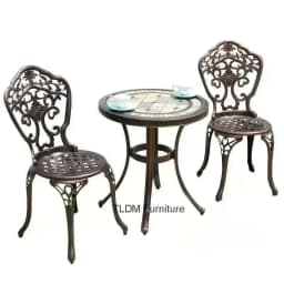 Outdoor Cast Aluminum Tables and Chairs Set Courtyard Garden Urniture Terrace Combination Leisure Metal Round Patio Table p c
