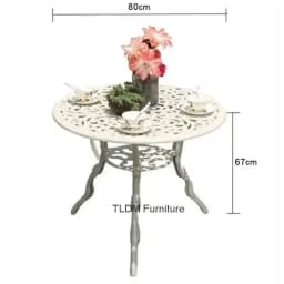 Outdoor Cast Aluminum Tables and Chairs Set Courtyard Garden Urniture Terrace Combination Leisure Metal Round Patio Table p c